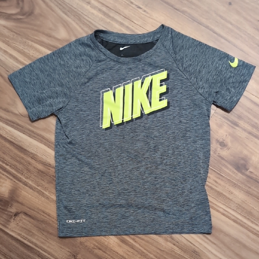 Nike Kids Charcoal and Neon Yellow Tee